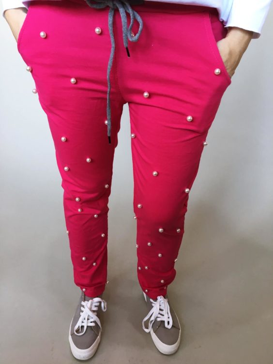 Tepláky Pearls růžové 01